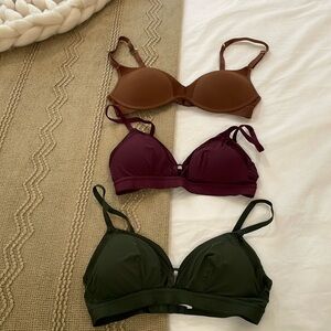 Three padded Lively brand bras. Size 34B and Small (34B)